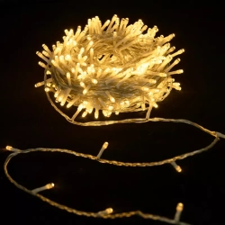 Lampki choinkowe sznur LED na 3 baterie AA, 100LED 10m Ciepłe